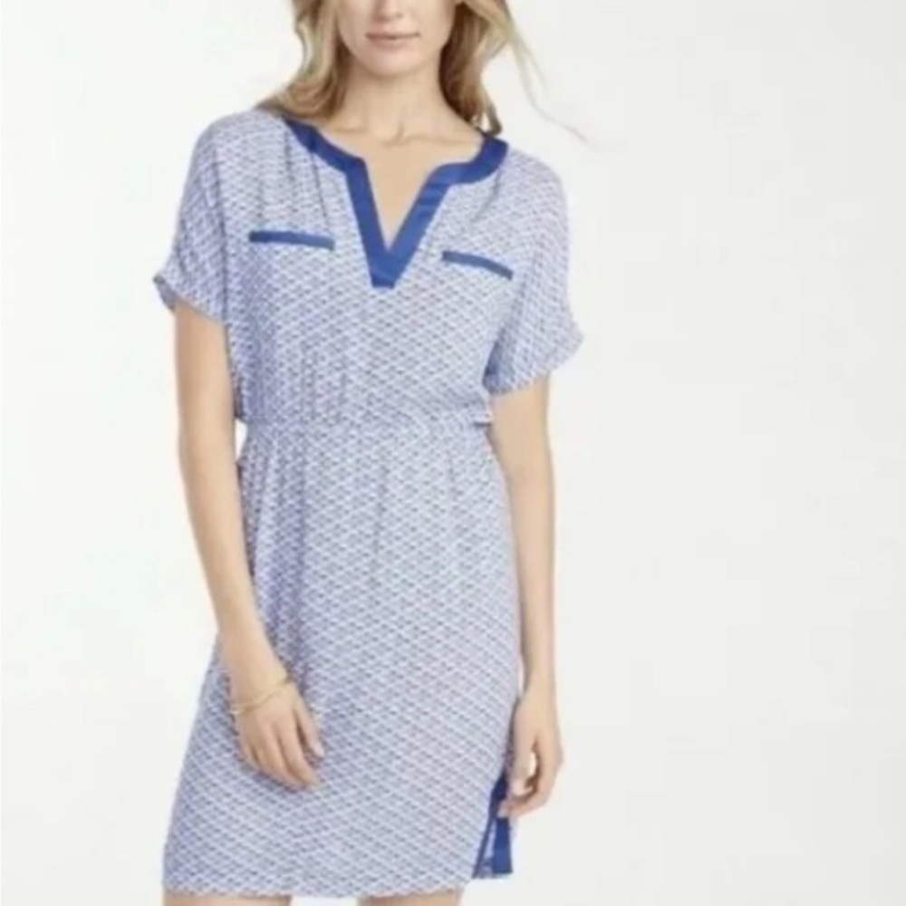 Tommy Bahama Fan Festival Split Neck Dress Blue Shells XL